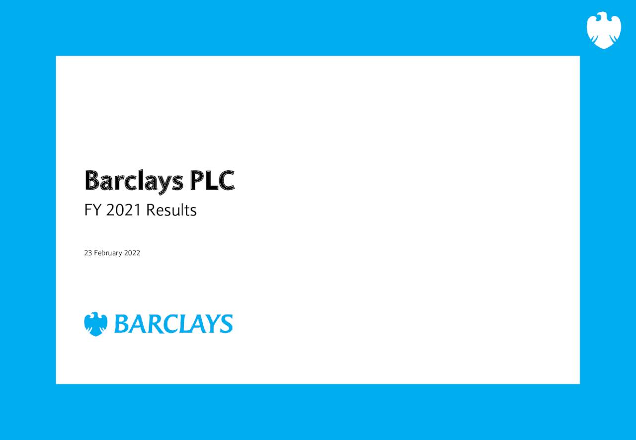 Barclays PLC 2021 Q4 Results Earnings Call Presentation (NYSEBCS