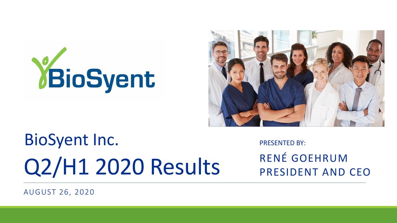 BioSyent Inc. 2020 Q2 - Results - Earnings Call Presentation (OTCMKTS ...